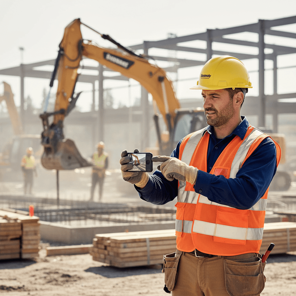 Contractor sending project photo from job site
